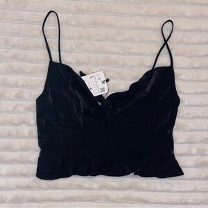 Zara Black Knotted Crop Top